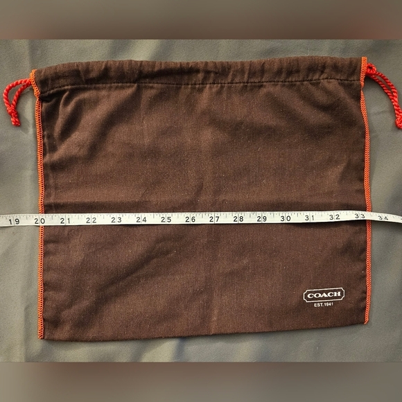 NEW Large Coach Brown Red Drawstring Dust Bag Cover Pouch Handbag Purse Wallet - Picture 4 of 5